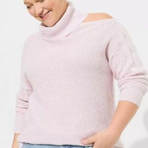 NWT Torrid Sparkly Pink Peakaboo Shoulder Turtleneck Sweater
